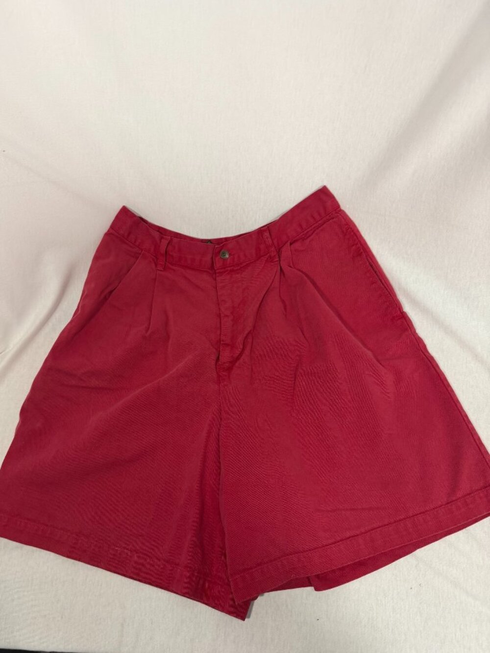 Ralph Lauren Red High Waisted Pleated Cotton Shorts Size 12 Made In USA VTG